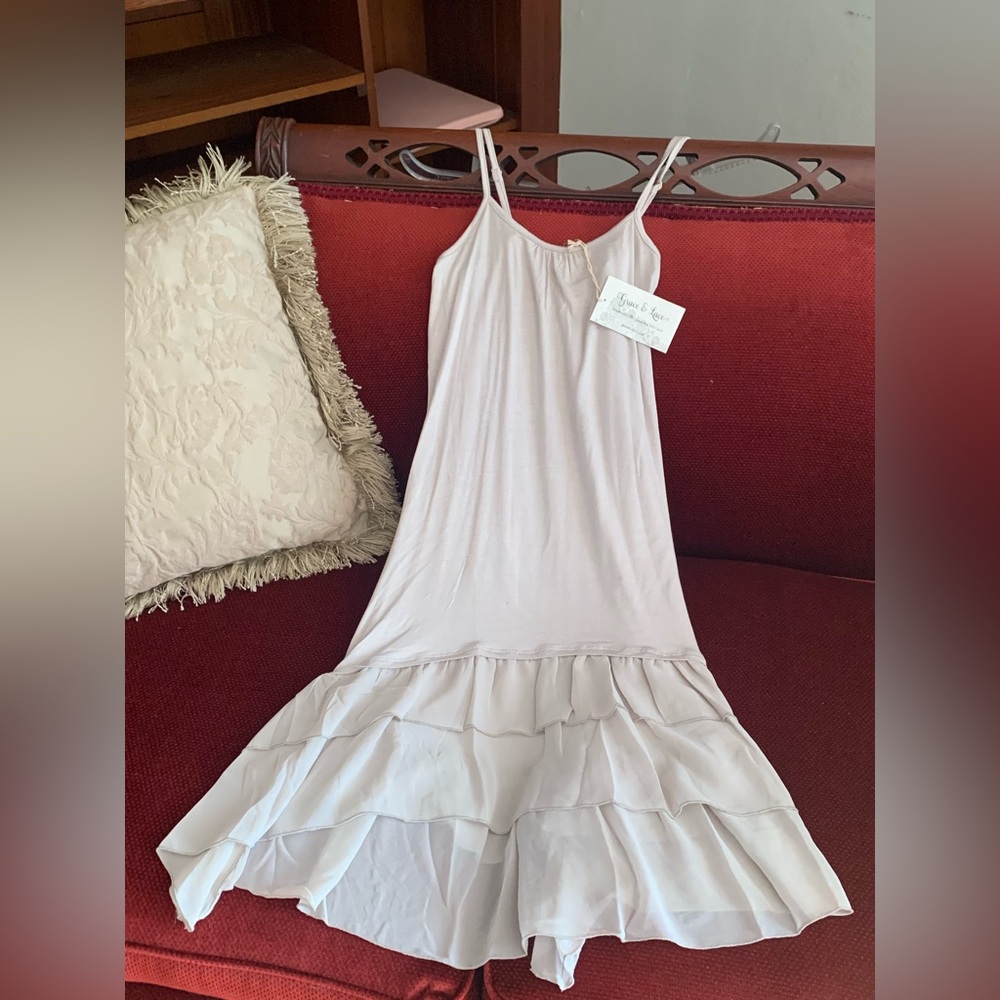 Grace & Lace dress extender slip dress stone/dove gray/hint of lavender XS NWT